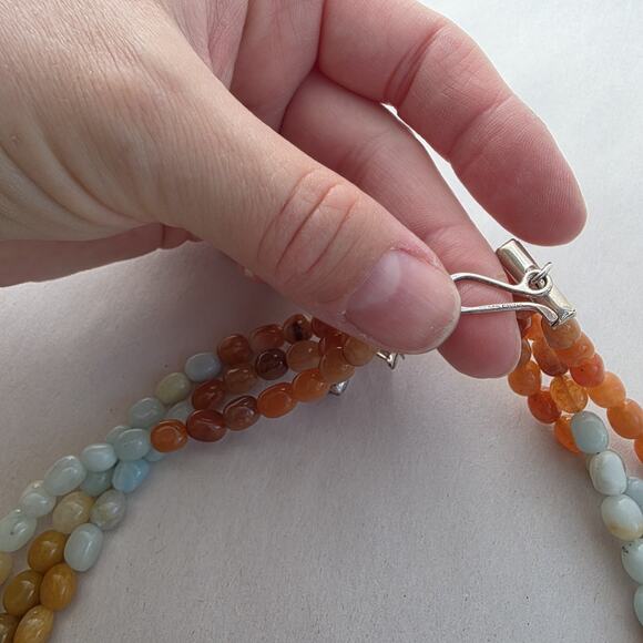 Jay King Multi Stone Necklace 18" Blue Aquamarine Red Agate New Western - Picture 9 of 10